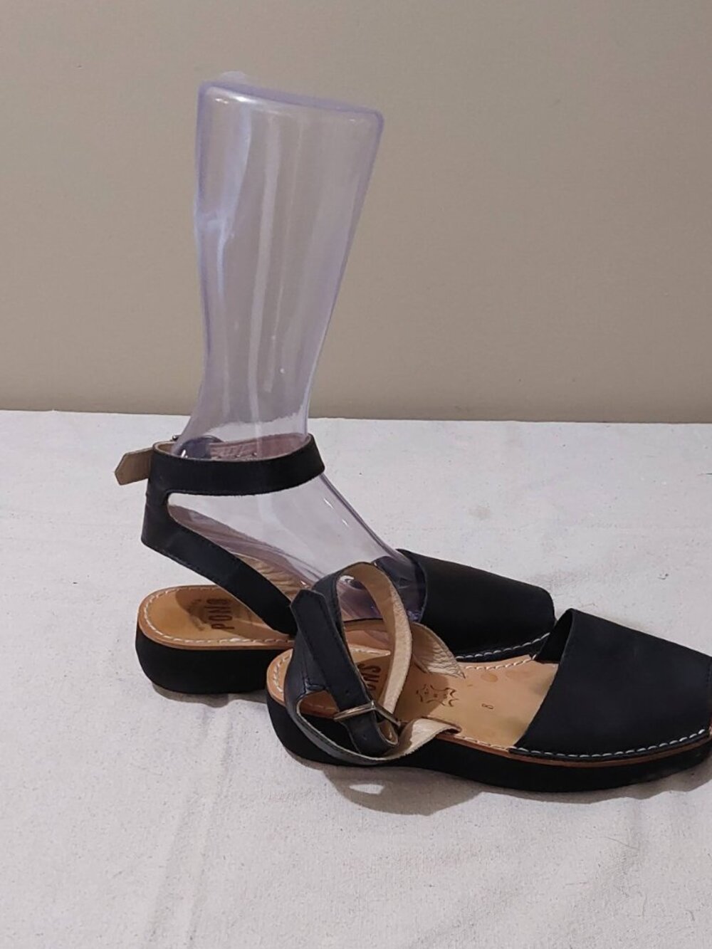 Pons Avarca Authentic Ankle-Strap Leather Sandals Black Size: 8 - Picture 3 of 6